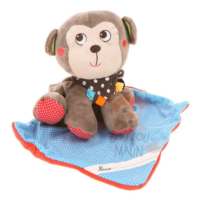  chouchou baby comforter monkey brown red blue 